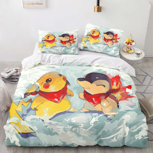 Game Pokémon Pattern Pikachu Bedding Set Quilt Cover Without Filler
