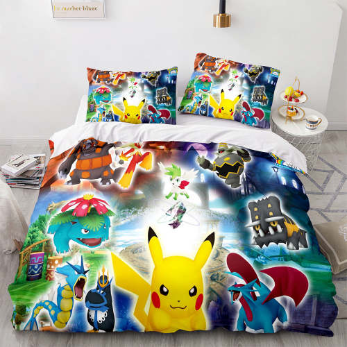 Pokémon Pattern Pikachu Bedding Set Quilt Cover