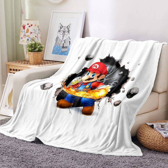 Super Mario Blanket Flannel Throw Room Decoration