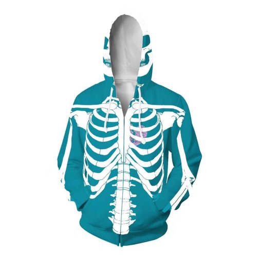 Skeleton Hoodie Unisex Adult 3D Print Zip Up Sweatshirt Jacket