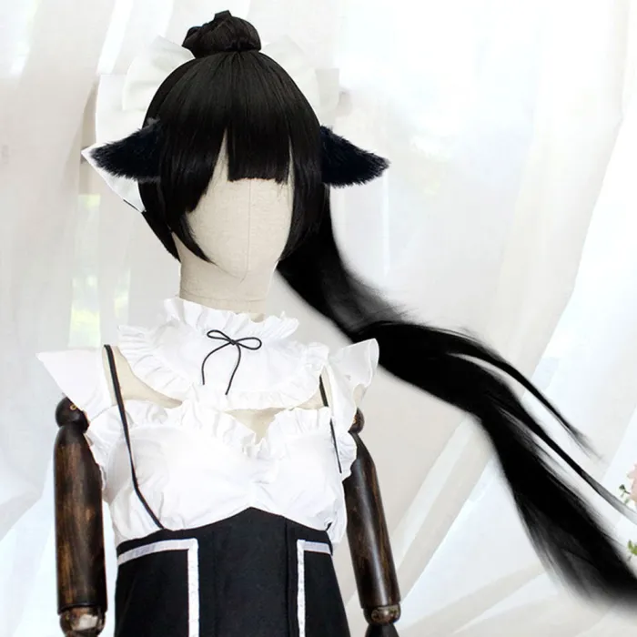 Azur Lane Takao Black Cosplay Wig - Wig + Ears