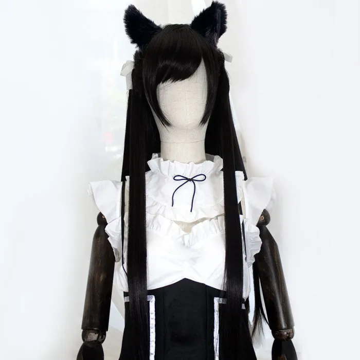 Azur Lane Atago Black Cosplay Wig - Wig + Ears
