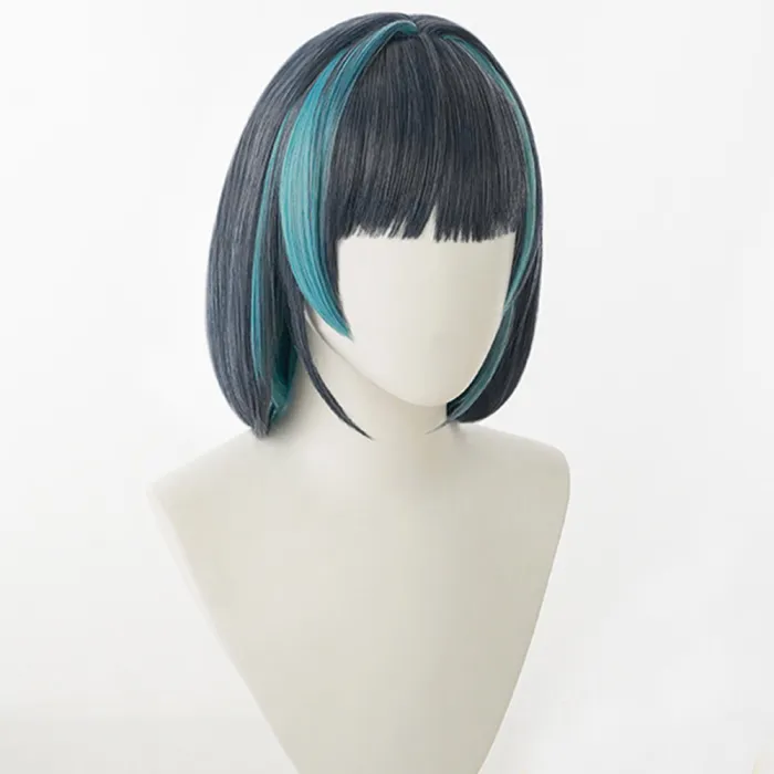 Azur Lane Hms Cheshire Grey Blue Green Cosplay Wig