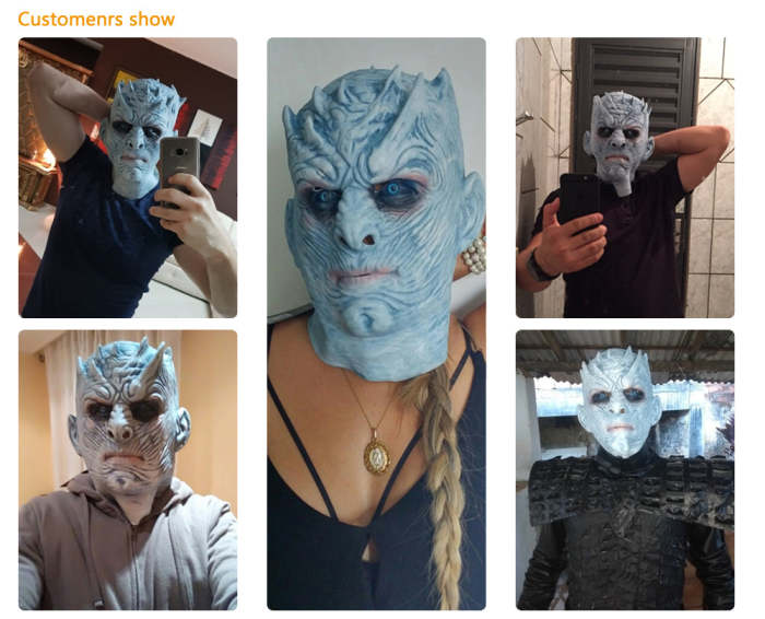 Game Of Thrones Halloween Mask Night'S King Walker Face Night Re Zombie Latex Mask Adults Cosplay Throne Costume Party Mask