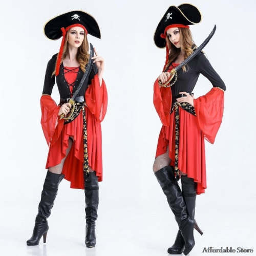 Halloween Costume Caribbean Pirate Costume Witch Game Suit Witch Costume Uniform Tempt Night Club Cosplay Dress