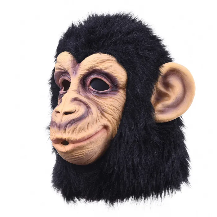Funny  Monkey Head Latex Mask Full Face Adult Mask Halloween Deluxe Chimp Mask