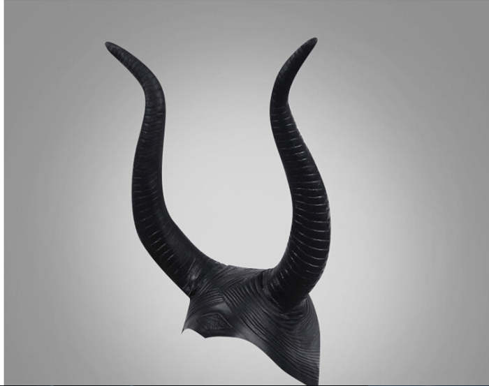 Trendy Genuine Latex Maleficent Horns Adult Women Halloween Party Costume Jolie Cosplay Headpiece Hat -