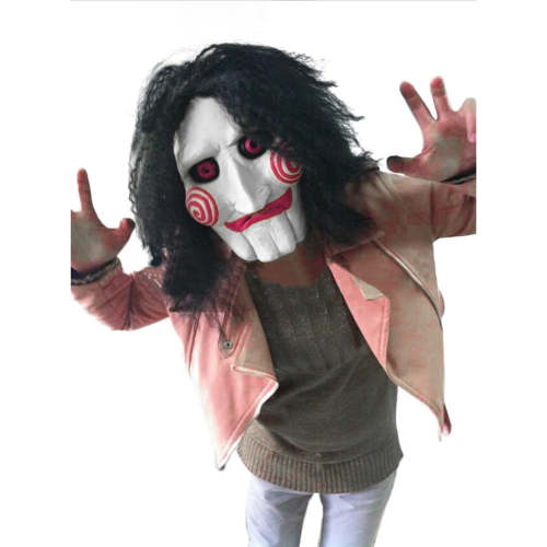 Movie Saw Chainsaw Massacre Jigsaw Puppet Masks Latex Creepy Halloween Saw Movie Billy Mask