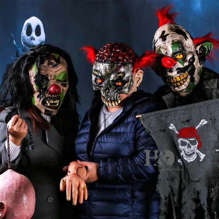 Scary Latex Horror Clown Mask Halloween Adult Costume Party Costumes Cosplay Mask  Accessory