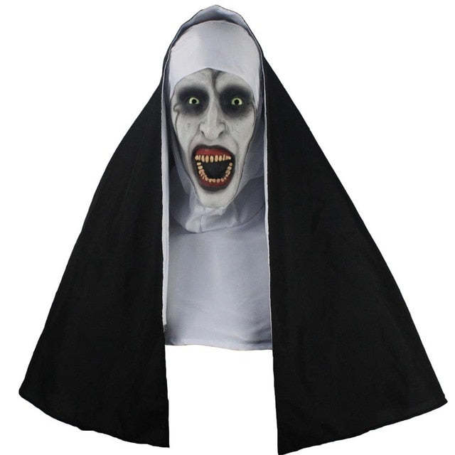 The Nun Horror Mask Cosplay Valak Scary Latex Masks With Headscarf Full Face Helmet Halloween Party Props  Drop Shipping