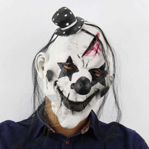 Faroot Deluxe Horrible Scary Clown Mask Adult Men Latex White Hair Halloween Clown Evil Killer Demon Clown Mask