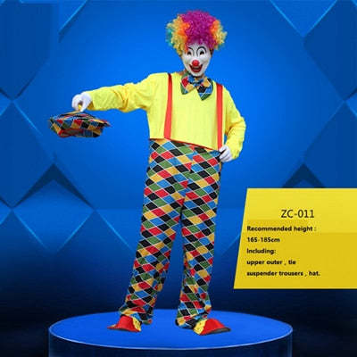 Holiday Variety Funny Clown Costumes Christmas Adult Woman Man Joker Costume Cosplay Party Dress Up Clown Clothes Suit Costume