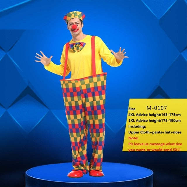 Holiday Variety Funny Clown Costumes Christmas Adult Woman Man Joker Costume Cosplay Party Dress Up Clown Clothes Suit Costume