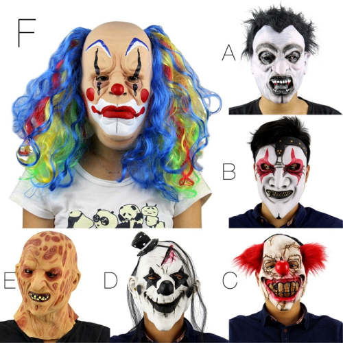 Halloween Mask Scary Clown Latex Full Face Mask Big Mouth Red Hair Nose Cosplay Horror Masquerade Adult Ghost Party For Props