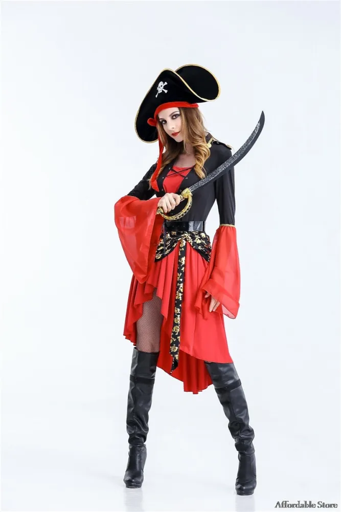 Halloween Costume Caribbean Pirate Costume Witch Game Suit Witch Costume Uniform Tempt Night Club Cosplay Dress