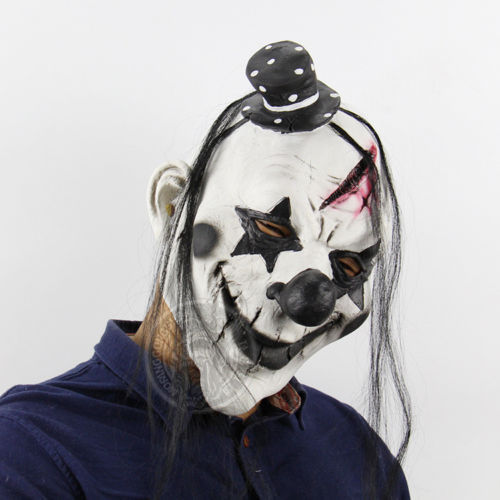 Faroot Deluxe Horrible Scary Clown Mask Adult Men Latex White Hair Halloween Clown Evil Killer Demon Clown Mask