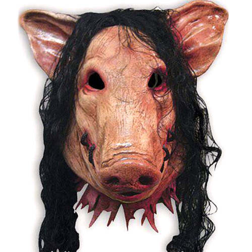 Saw Pig Head Scary Masks Novelty Halloween Mask With Hair Halloween Mask Caveira Cosplay Costume Latex Festival Supplies