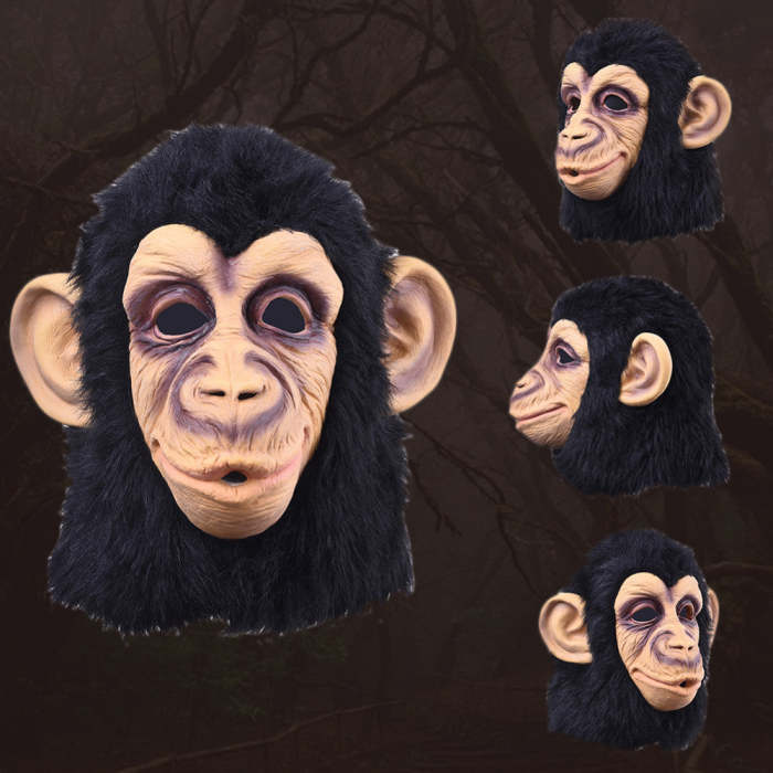 Funny  Monkey Head Latex Mask Full Face Adult Mask Halloween Deluxe Chimp Mask