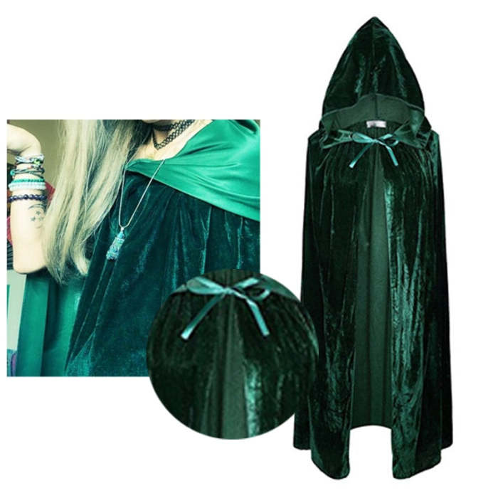 Women/Mens Cloak Velvet Hooded Cape Cosplay Costume Xmas Fancy Dress Hooides Cape Pocho