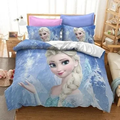 Cosicon Frozen Princess Elsa Anna Cosplay Duvet Cover Set Halloween Christmas Quilt Cover