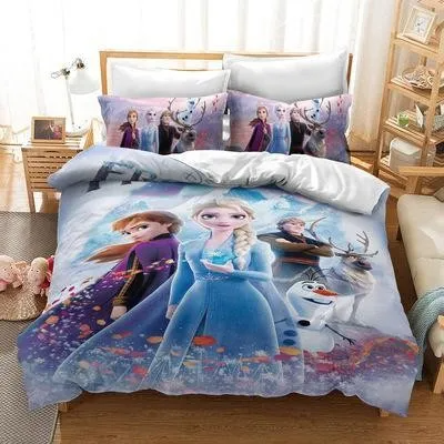 Cosicon Frozen Princess Elsa Anna Cosplay Duvet Cover Set Halloween Christmas Quilt Cover