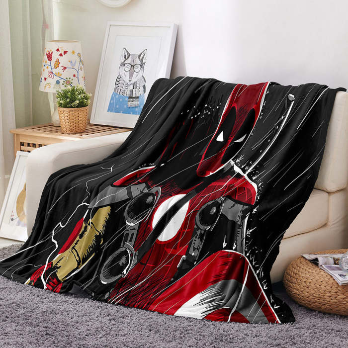 Deadpool Pattern Blanket Flannel Throw Room Decoration