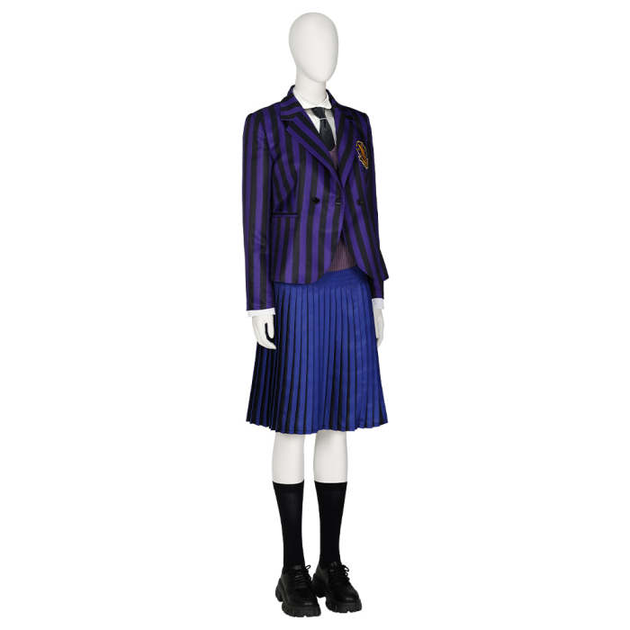 Wednesday ( Tv Series) Nevermore Academy Uniform Purple Female Cosplay Costume