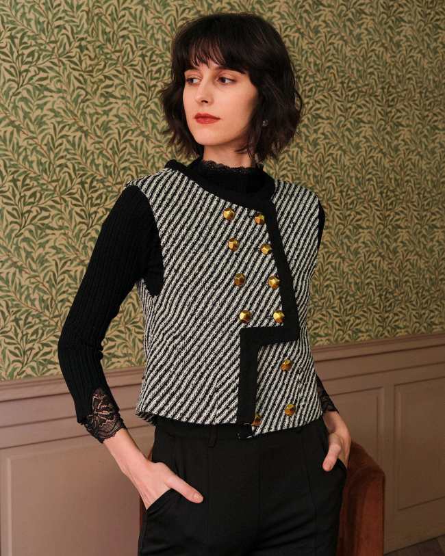 The Double-Breasted Stripe Tweed Waistcoat