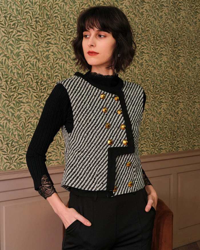 The Double-Breasted Stripe Tweed Waistcoat