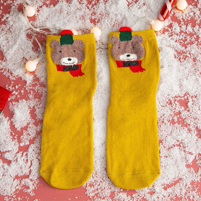 Christmas Woman Socks Funny Cartoon Santa Claus Christmas Tree Socks