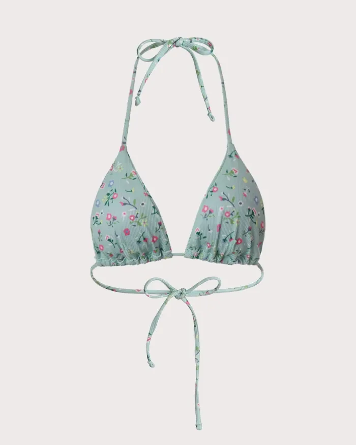 The Floral Backless Halter Bikini Top