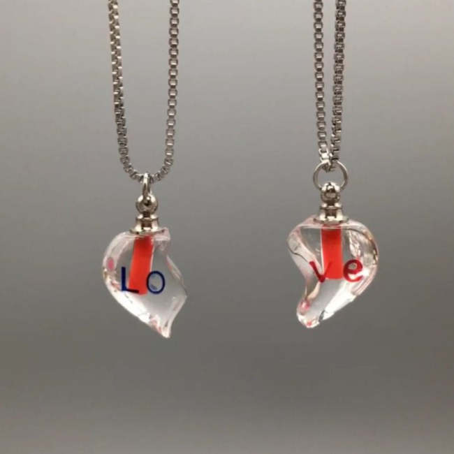 Matching Love Blood Perfume Keeper Bottle Necklaces For Valentine'S Day