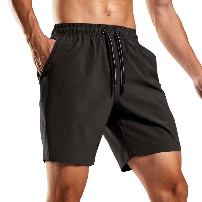 Men Quick-Dry Running Shorts With Zipper Pockets 7 Inch