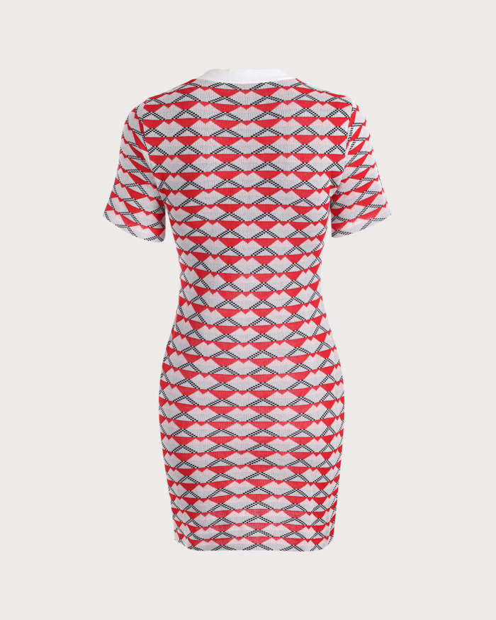 The Red V Neck Colorblock Knit Mini Dress