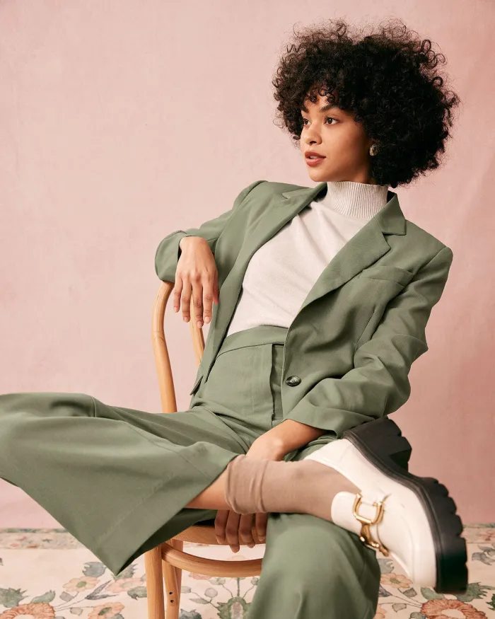 The Green Lapel Single Button Blazer