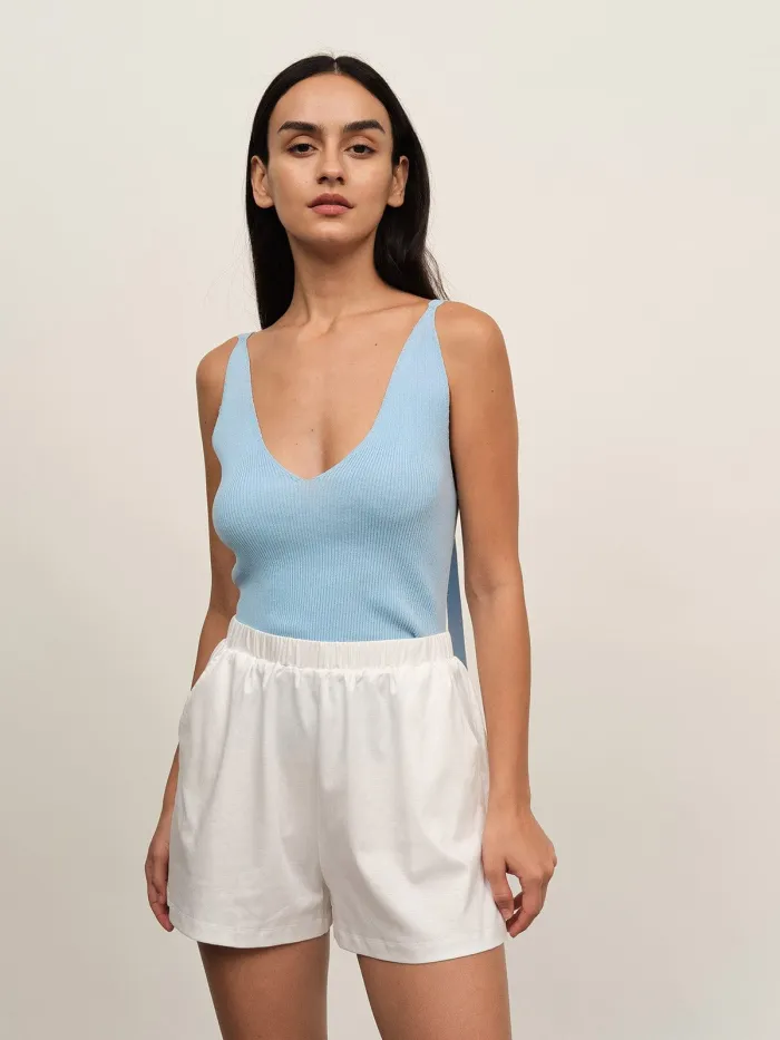 Berlook-The Solid Ribbed Knit Cami Top