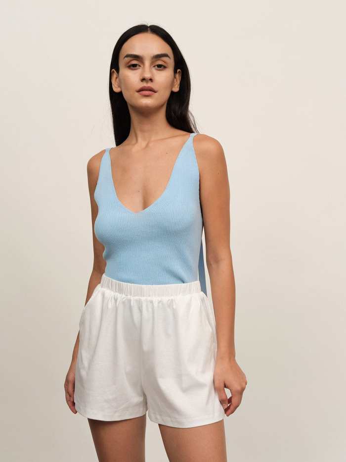 Berlook-The Solid Ribbed Knit Cami Top