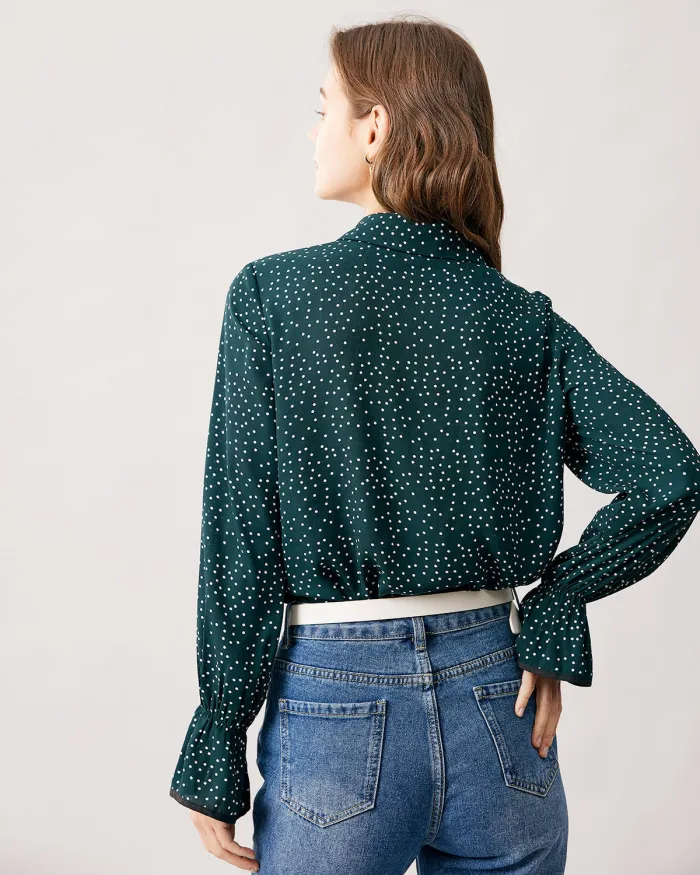 The Dark Green Polka Dot Collared Shirt