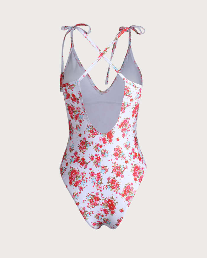 The Pink V Neck Backless One-Piece Swimsuit