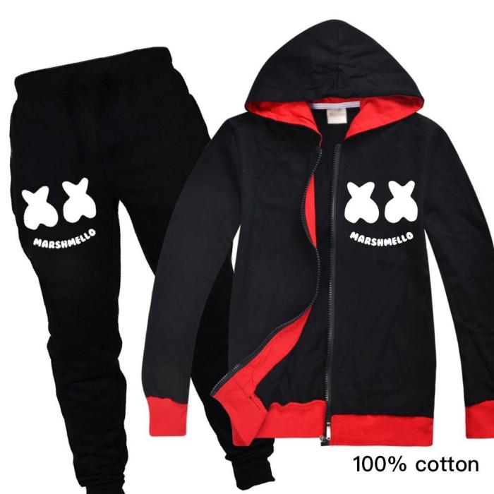 Arrows Dj Marshmello Boys Cotton Hoodie And Sweatpants Suit Outfit Set