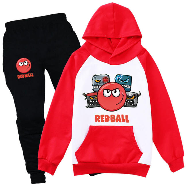 Boys Girls Red Ball Adventure Print Sweatshirt And Sweatpants 2 Sets