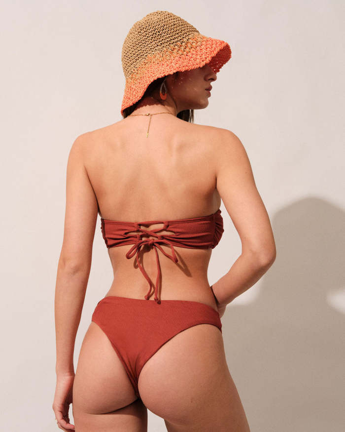 The Brick Red Bandeau Bikini Set