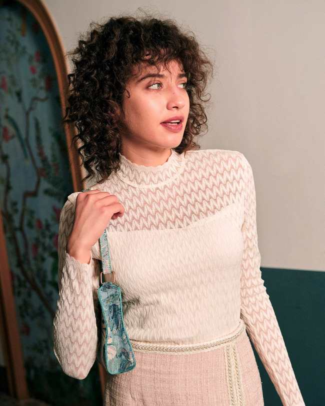 The Mock Neck See-Through Textured Knitwear