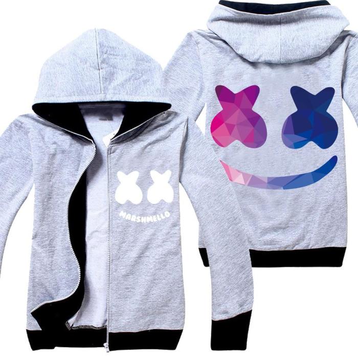 Dj Marshmello Print Boys Pure Cotton Full Zip Up Hoodie Hooded Jacket