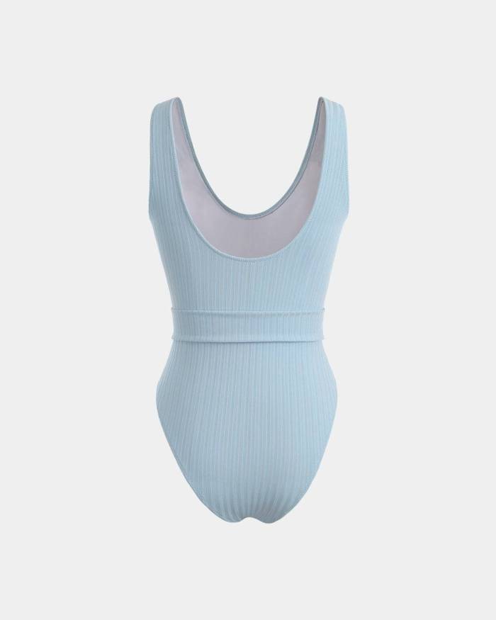 Ribbed O-Ring One-Piece Swimsuit