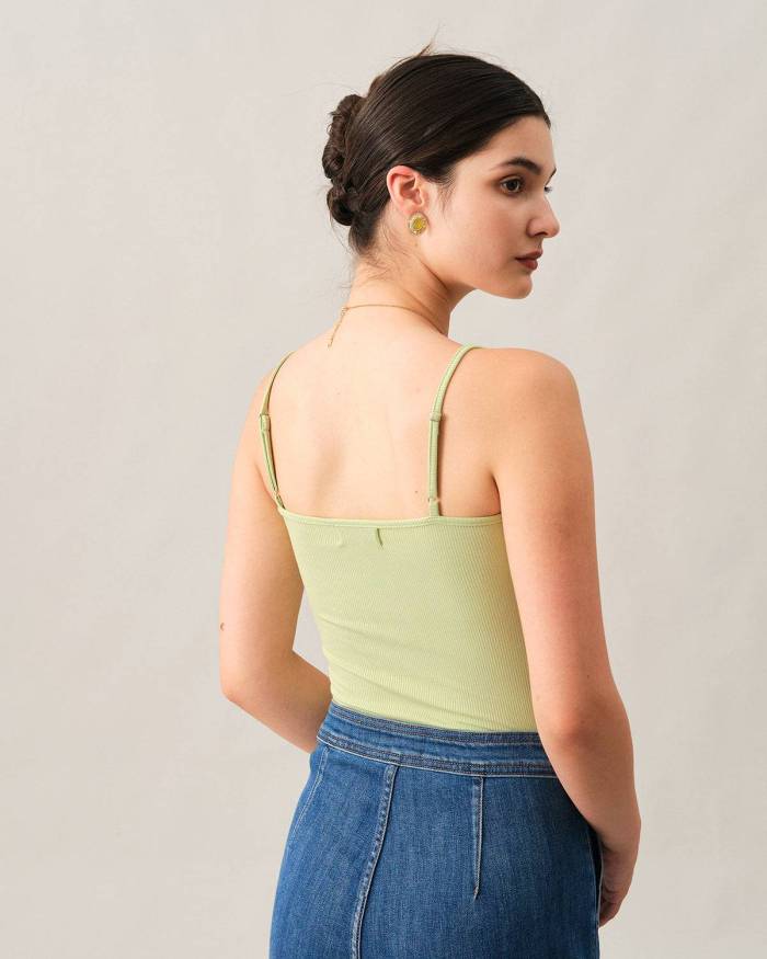 The Solid U Neck Ribbed Cami Top