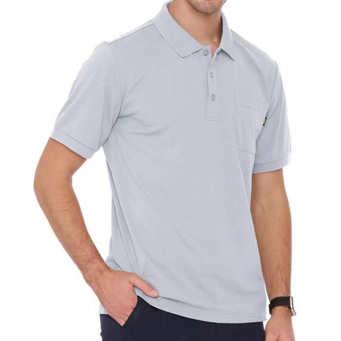 Men Polo Shirts With Pocket Dry Fit Collared Golf Shirt