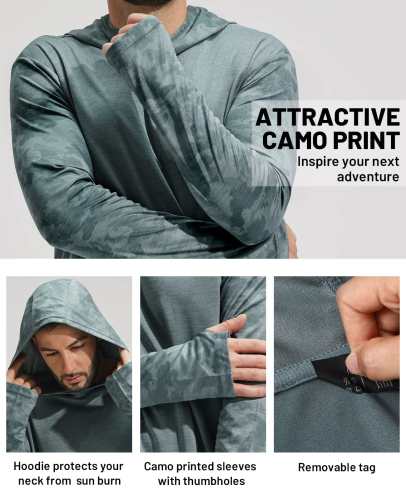 Men Upf 50+ Sun Protection Hoodie Spf Shirts With Thumbhole