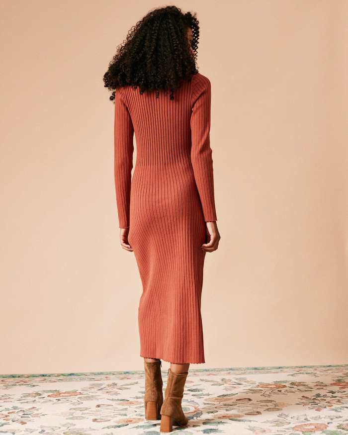 The Ribbed Bodycon Long Sleeve Sweater Dress