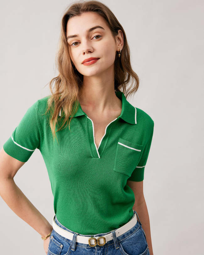 The Green Collared Contrast Tee
